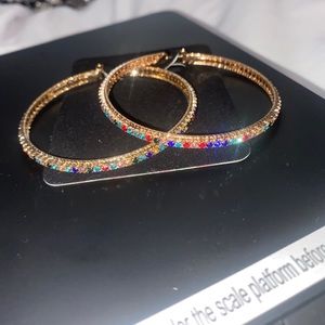 Rainbow 🌈 crystal stone hoop earrings